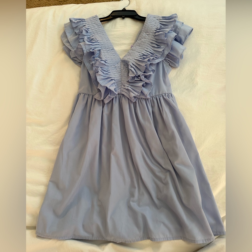 Periwinkle ruffle mini dress